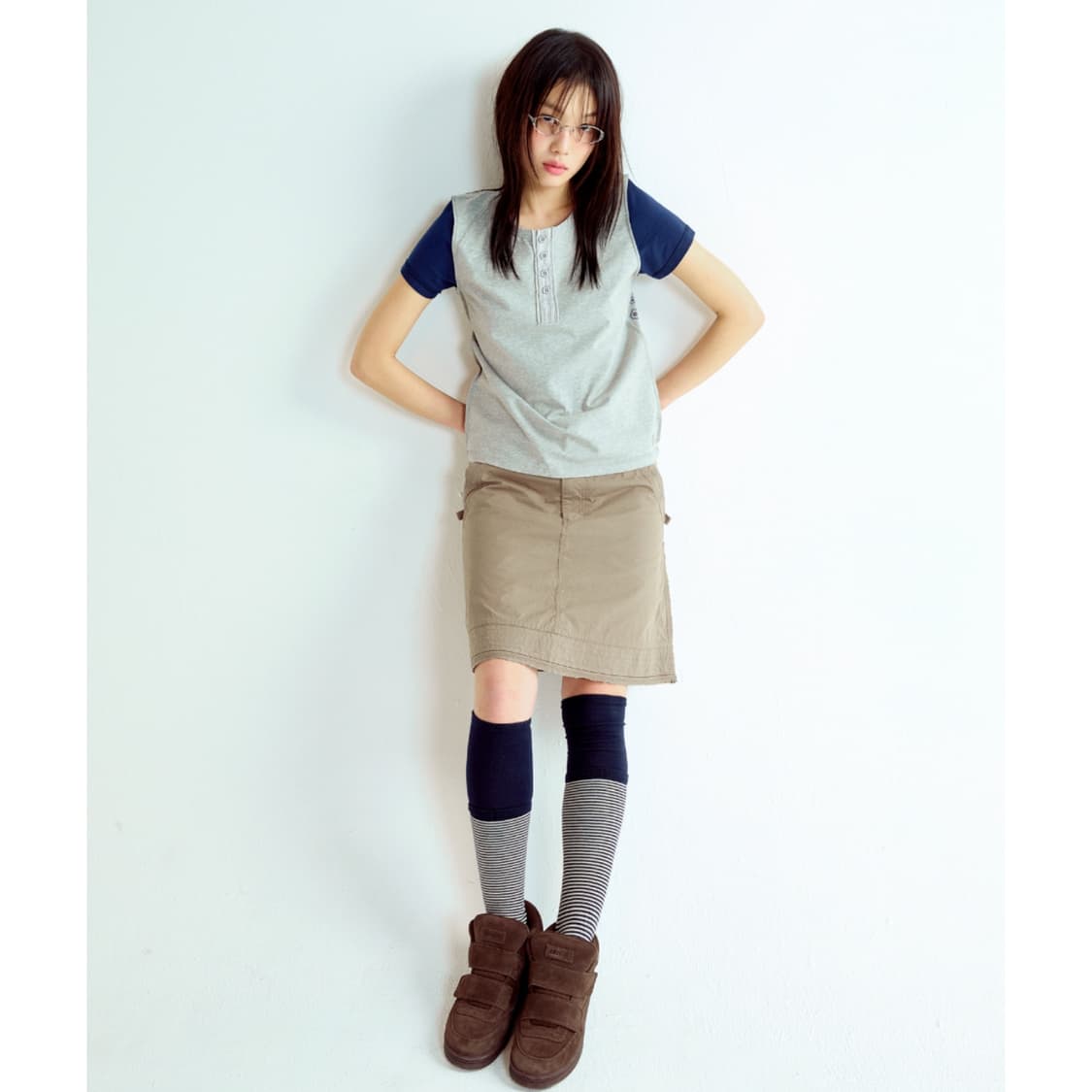 코이세이오 더블 레이어 스트라이프 삭스 네이비 상품이미지4