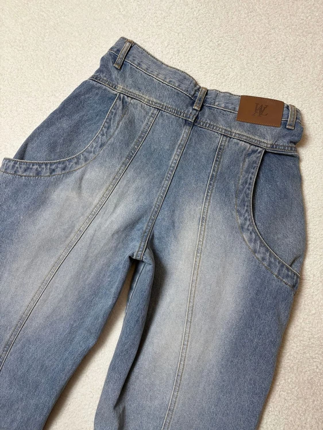 우알롱 24ss 워싱 커브드 포켓 와이드 데님 팬츠 PN6602 상품이미지6