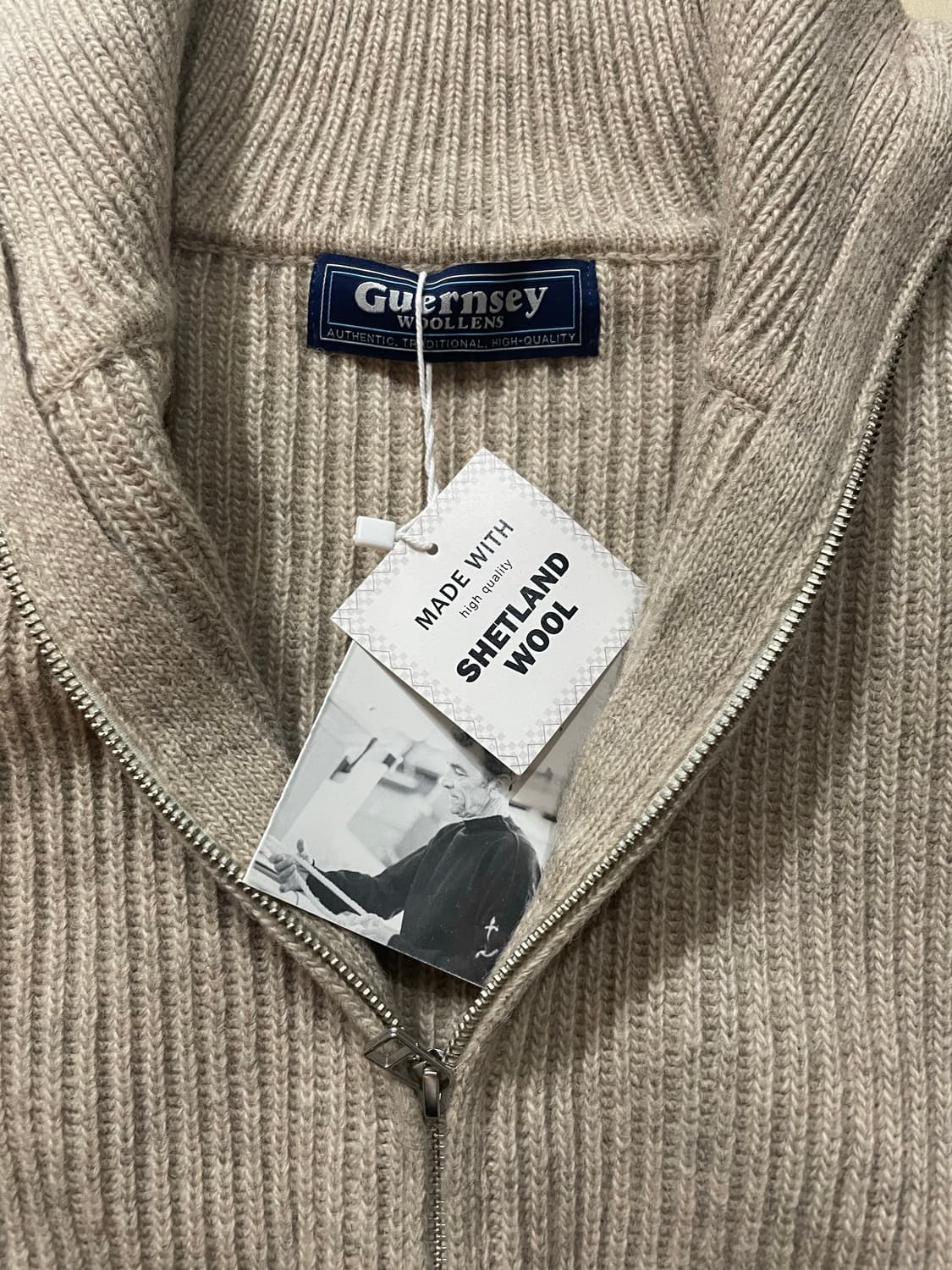 건지울른스 셔틀랜드 울 집업 가디건 - 베이지 상품이미지4