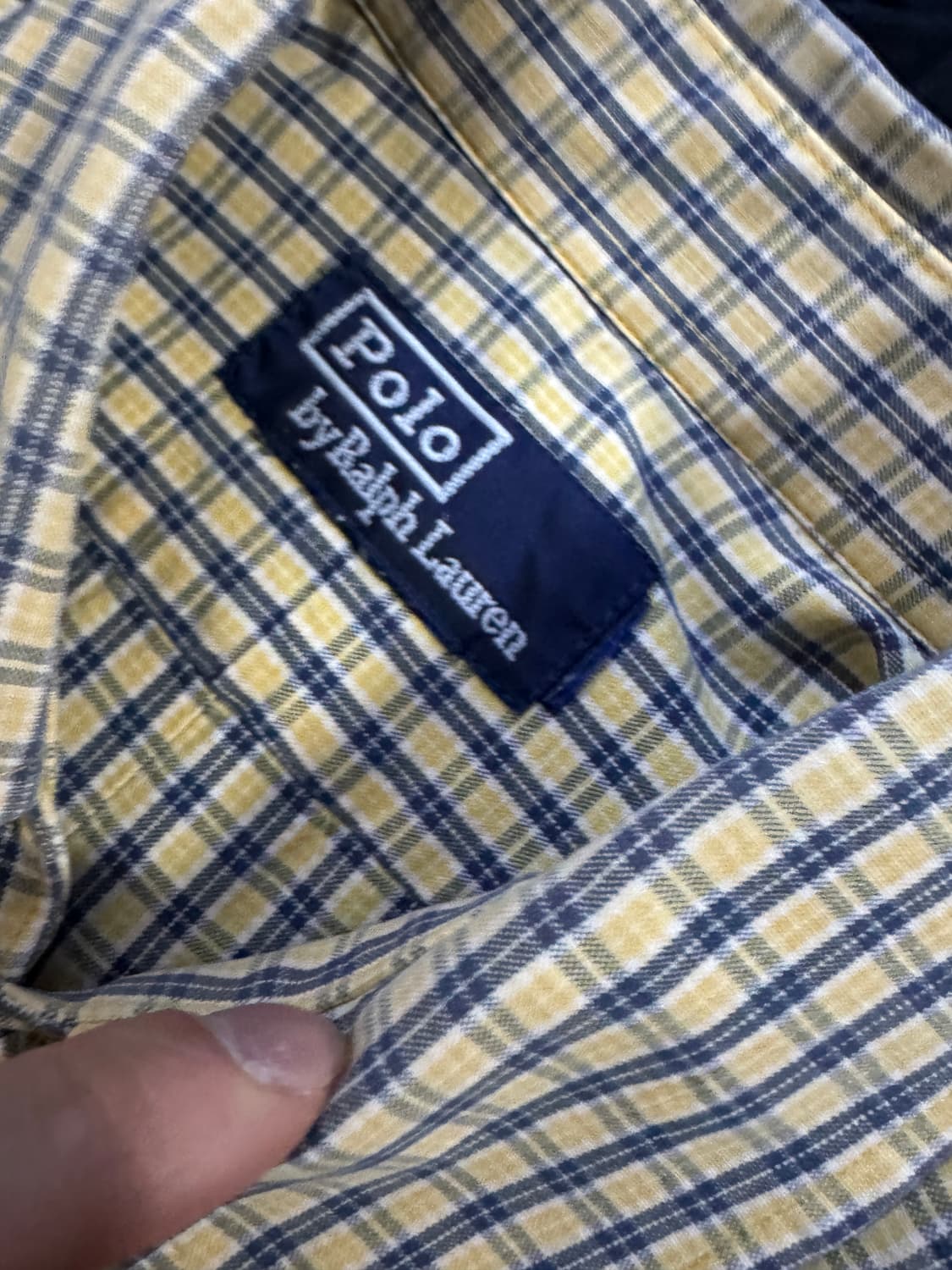 폴로 랄프로렌 귀여운 옐로우 체크 셔츠 M 상품이미지3