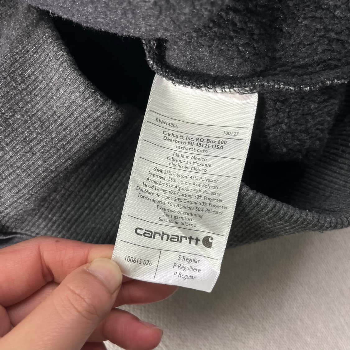 100 칼하트 wip 다크그레이 후드티 상품이미지5
