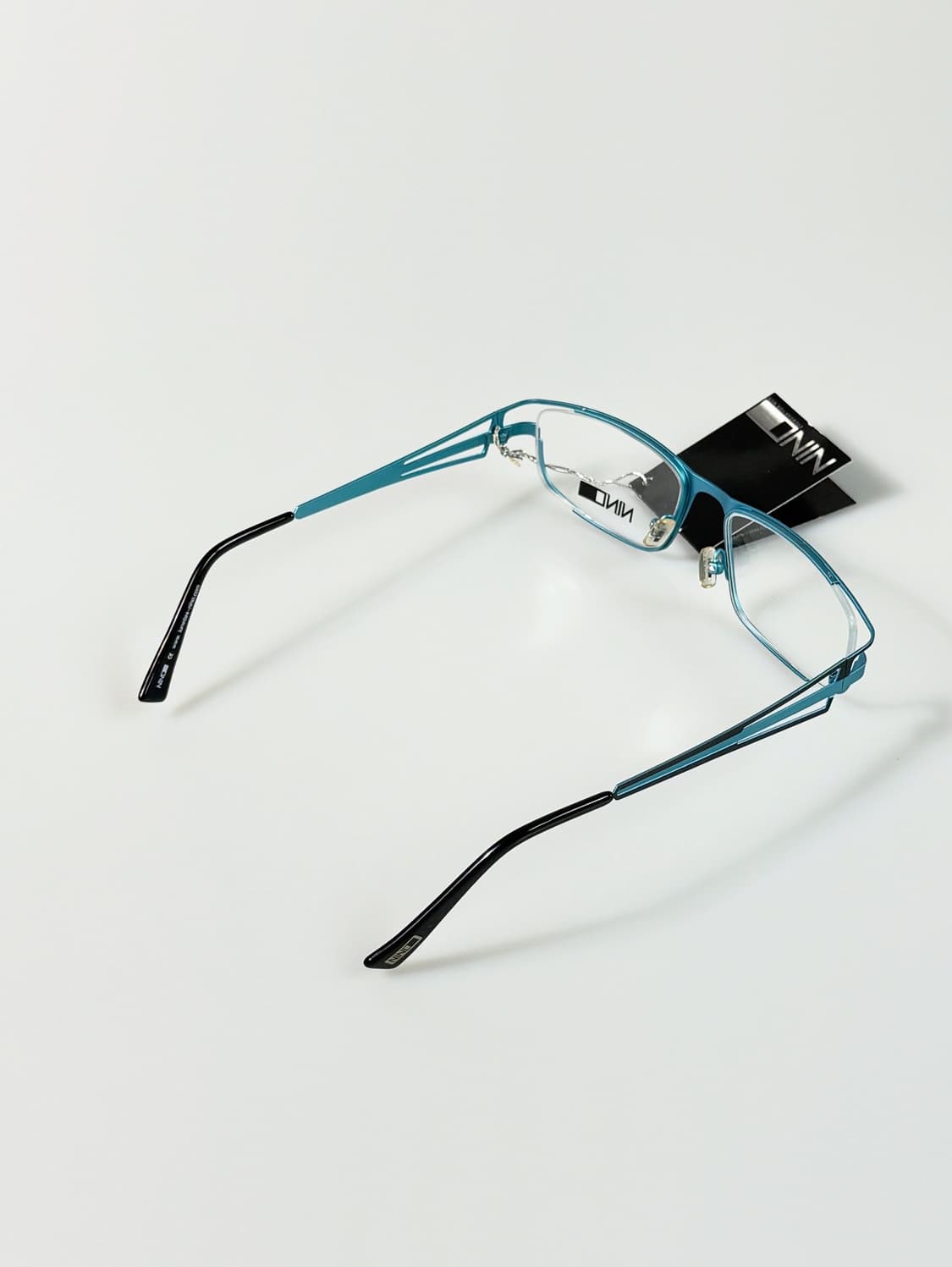 프랑스제 NINO EYEWEAR 블랙블루 메탈릭 스퀘어 빈티지 안경 상품이미지5