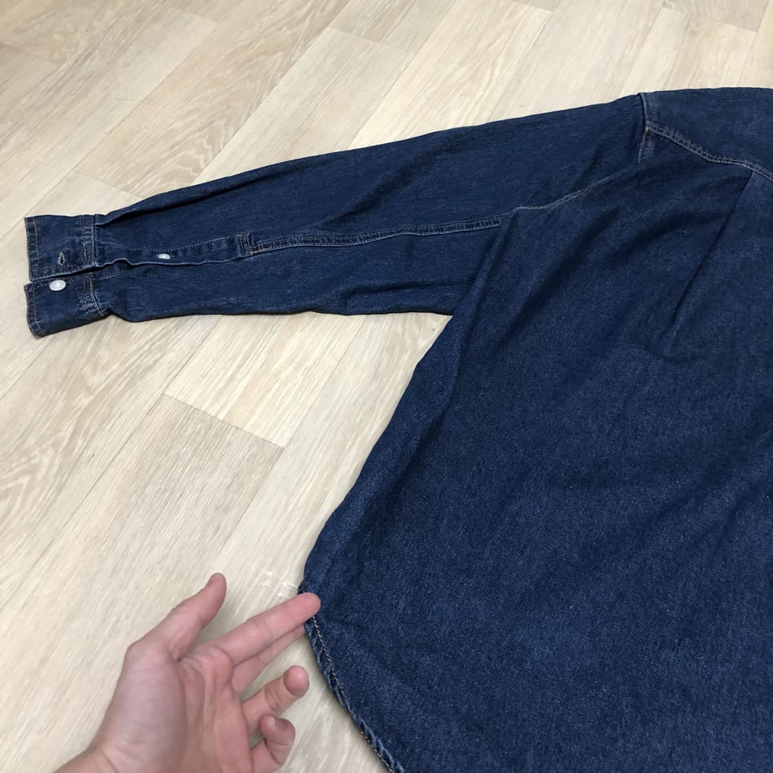 (XL) 트레셔 THRASHER 오버핏 플레임 데님 셔츠 인디고 상품이미지9