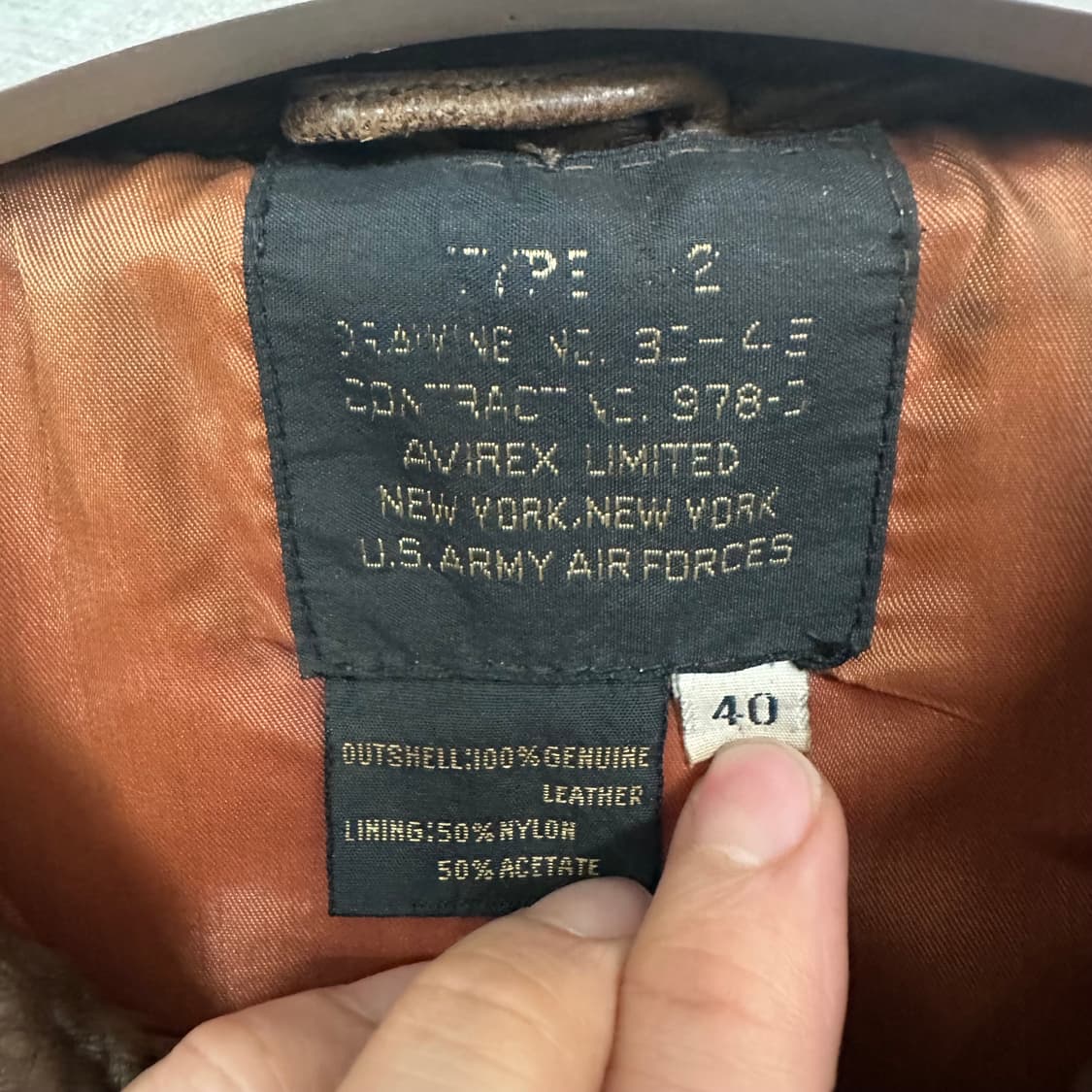 80’s 아비렉스 A-2 레더자켓 (Made in USA) 상품이미지3