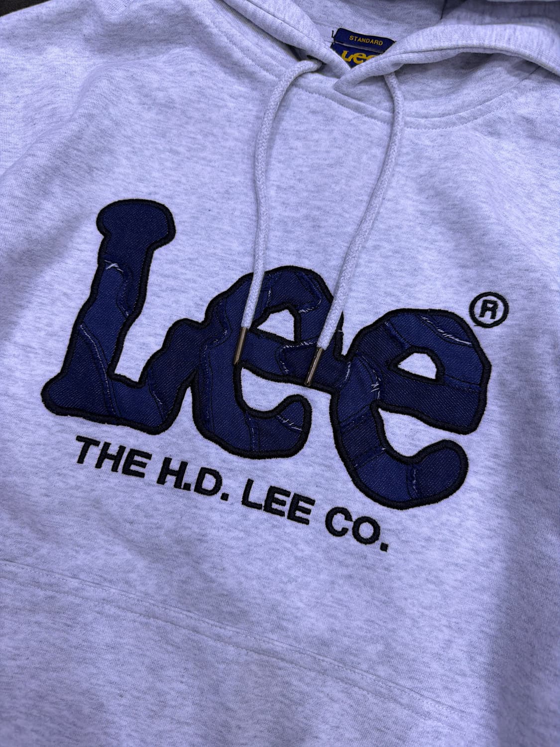 Lee 리 데님 패치워크 자수 후드티 후디 그레이 스탠다드핏 M 상품이미지3