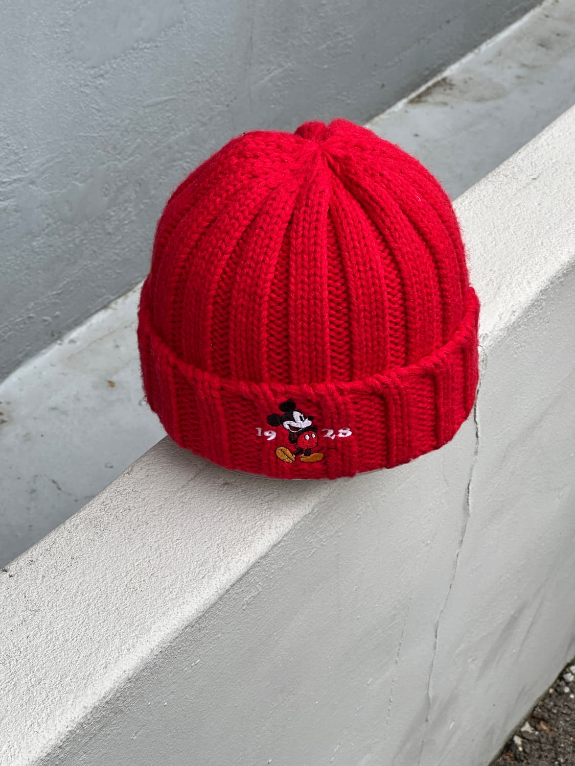 [S-M] 디즈니 미키마우스 로고 레드 비니 모자 상품이미지1