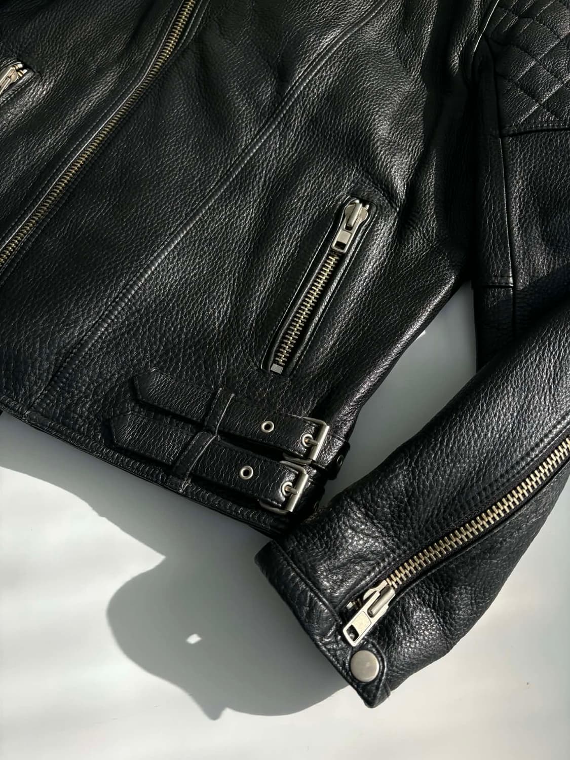 [XL] 쇼트 NYC 클래식 더블 라이더 소가죽 자켓 상품이미지5