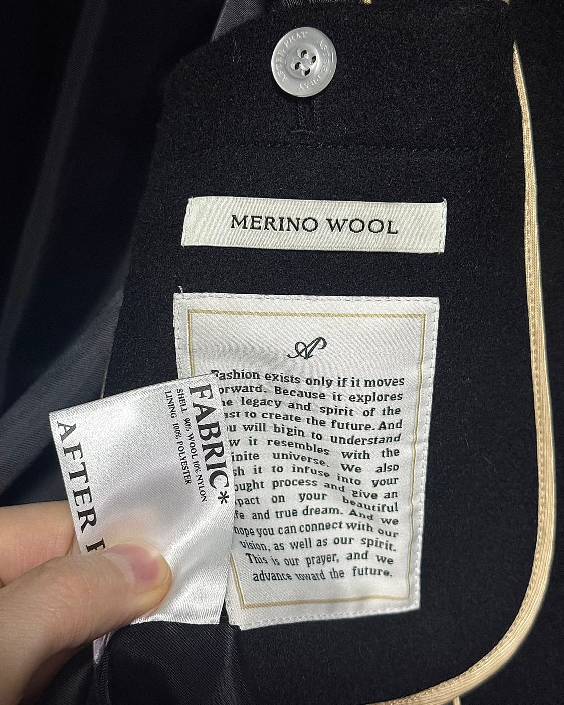 에프터 프레이 블랙 검정 발마칸 메리노 울 코트 캐시미어 M 95 하이넥 상품이미지8