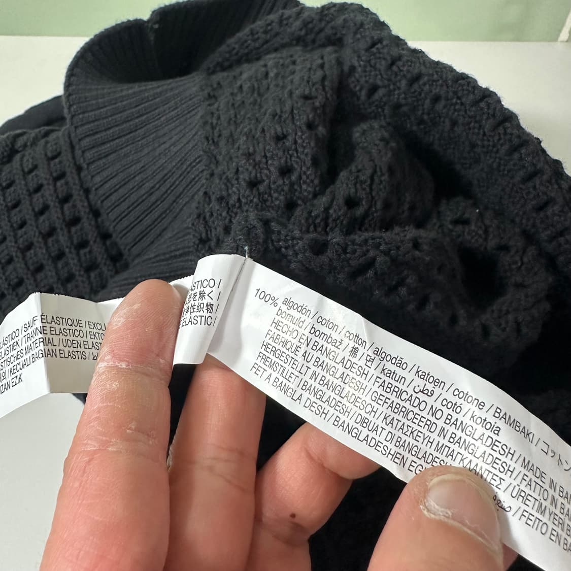 L-XL 자라 맨 블랙 루즈오버핏 시스루 니트후드 상품이미지6