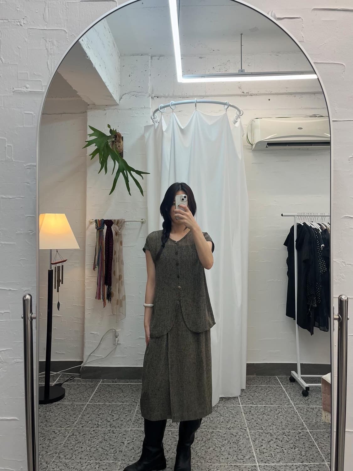브라운 텍스쳐 투피스 상품이미지1