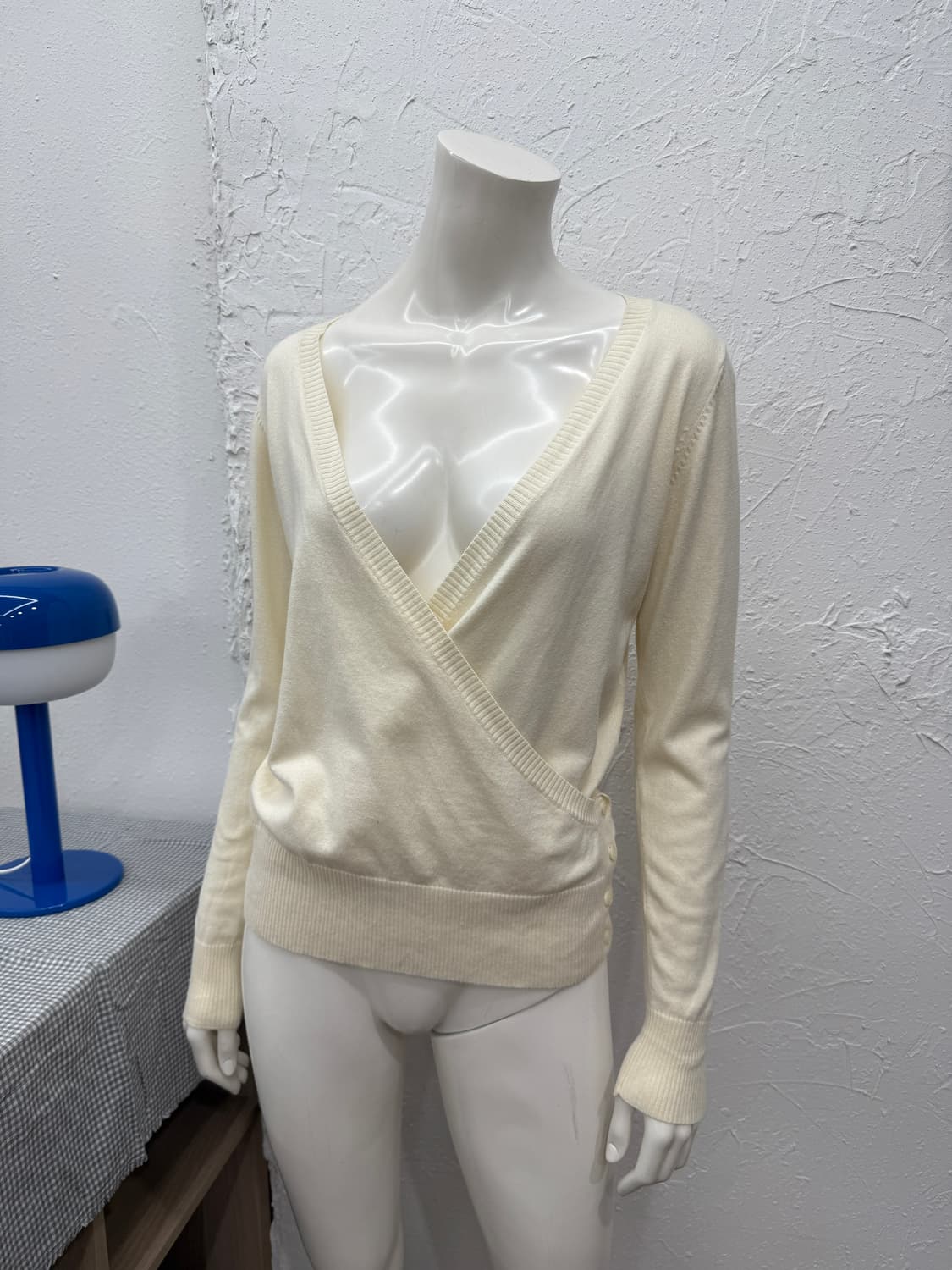 빈티지 Hushush 아이보리 레이어드 단추 니트 가디건 상품이미지2
