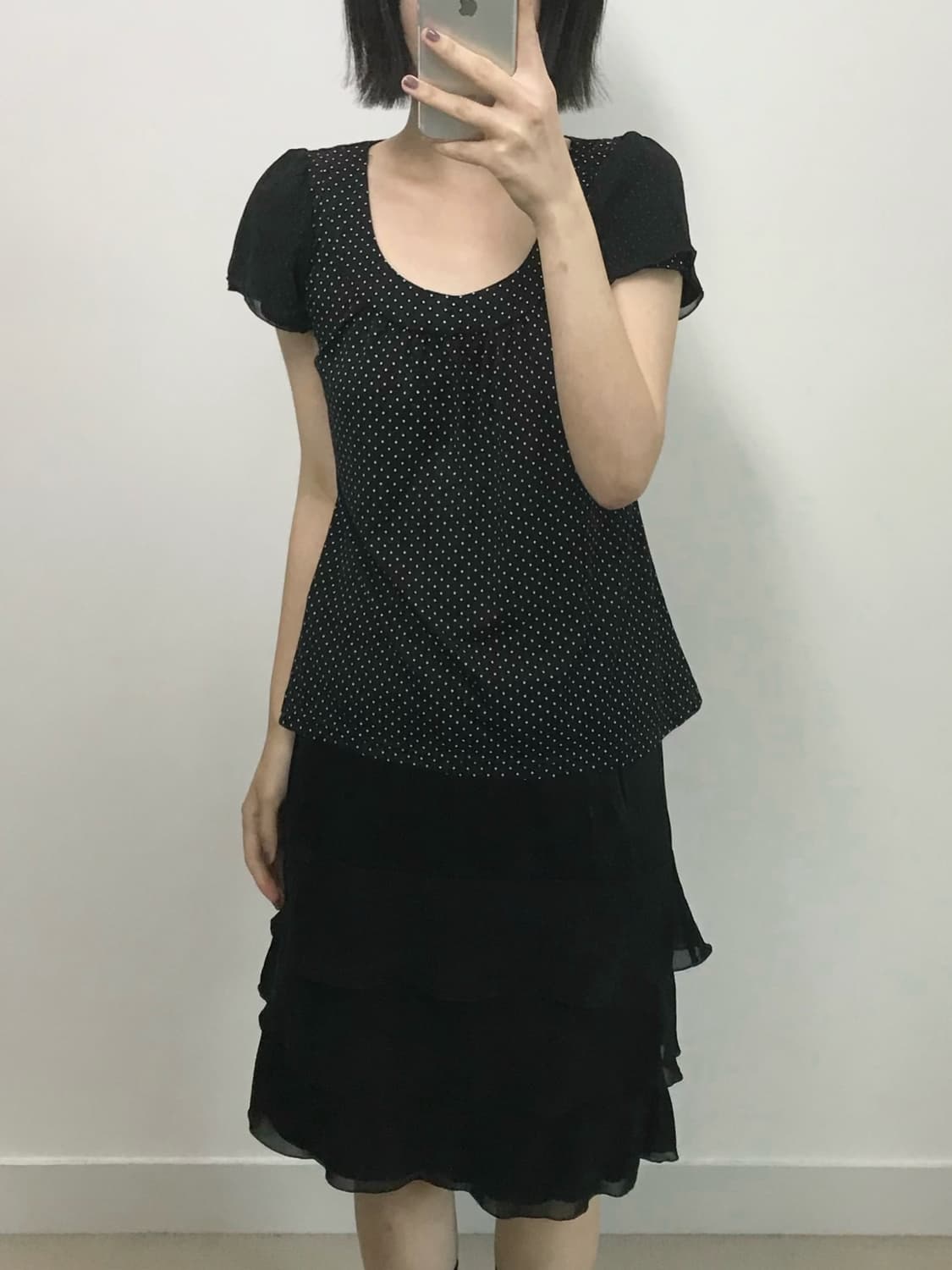 빈티지 도트 프릴 티셔츠 상품이미지1