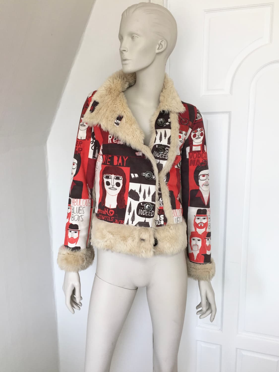 Spain Designer Iconic Pattern Fur Jacket 상품이미지1