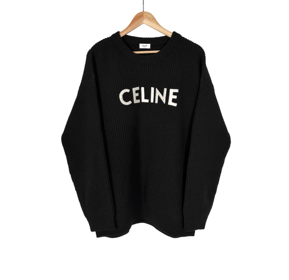 [S] Celine 셀린느 남성 로고 오버사이즈 울 니트 스웨터 블랙 상품이미지1