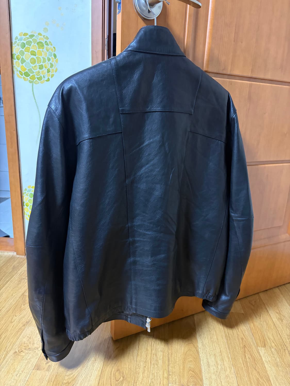 해칭룸 해링턴 레더 자켓 램스킨 블랙 3(M) 상품이미지4