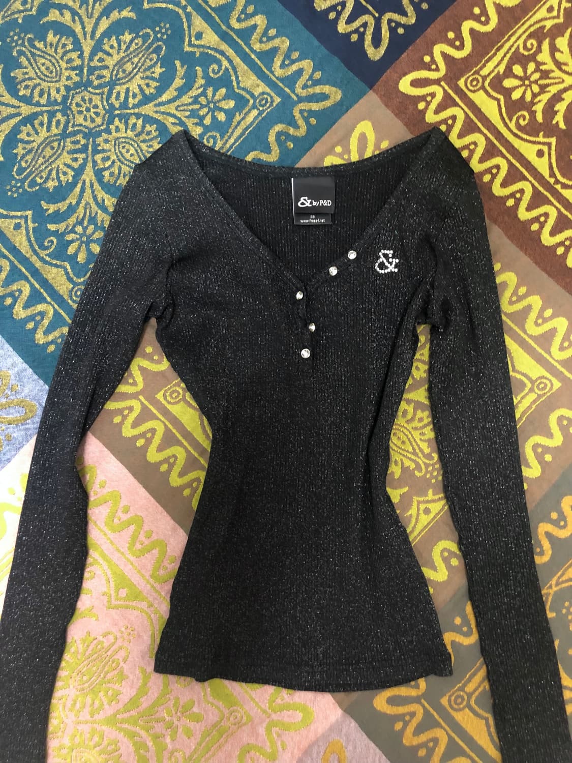 P&D glitter henley top 상품이미지2