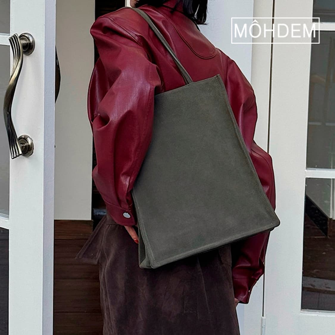 [Uinsex] 로우 스웨이드 토트백 가죽 가방 상품이미지6