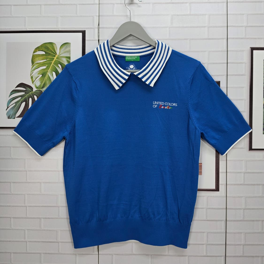 25SS 베네통 여성 반팔 칼라 니트 티셔츠 100(L)사이즈 새상품급 상품이미지1