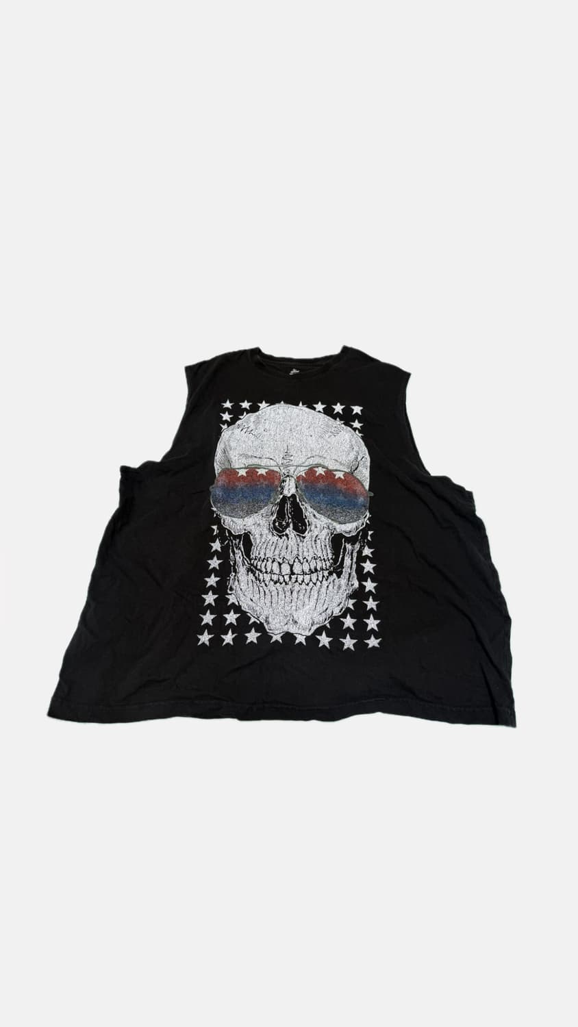 빈티지 해골 프린트 나시 티 상품이미지1