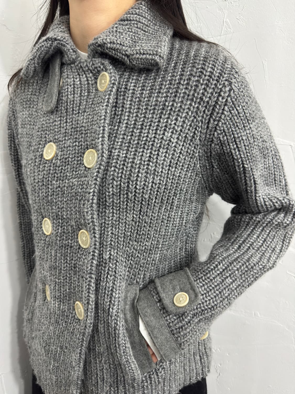 junko shimada dubble button knit cardiga 상품이미지3