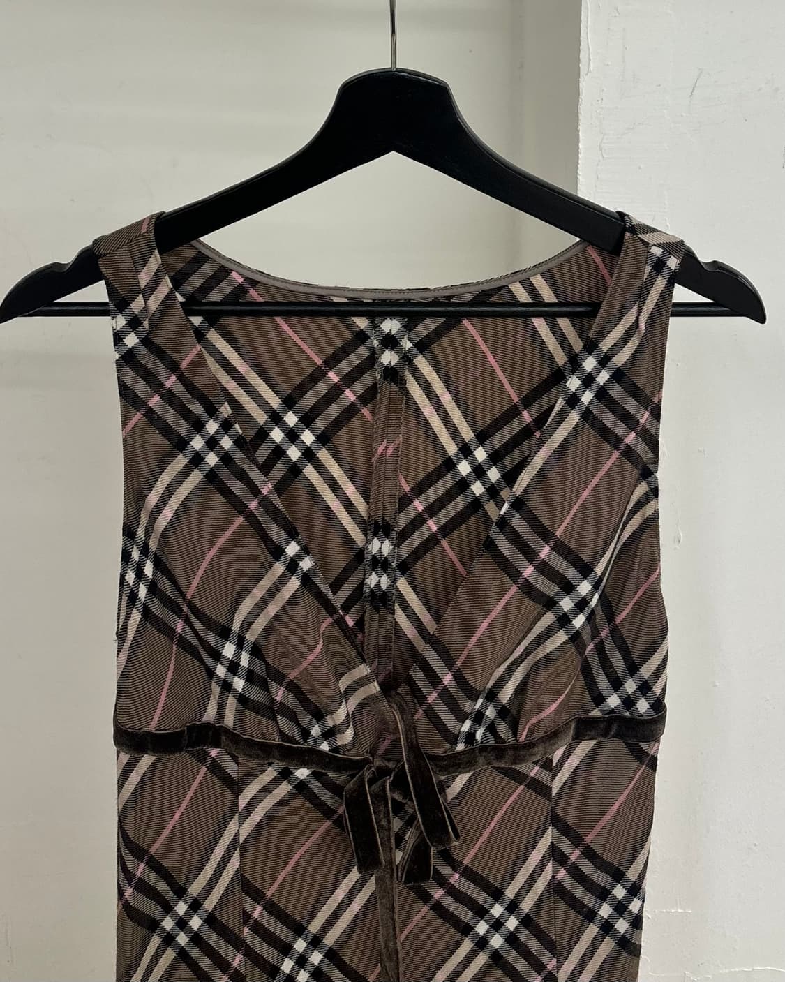 버버리 블루 라벨 울 체크 슬리브리스 원피스 상품이미지2