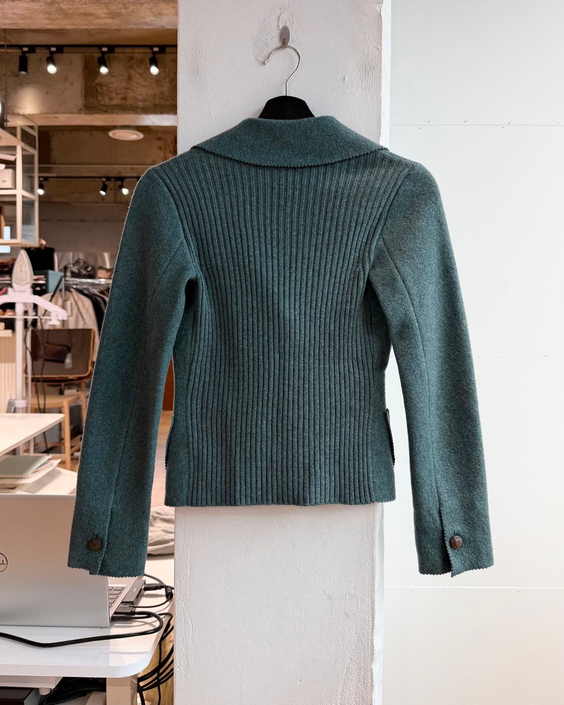 페라가모 그린블루 플라워 패치 3b 울 자켓  상품이미지7