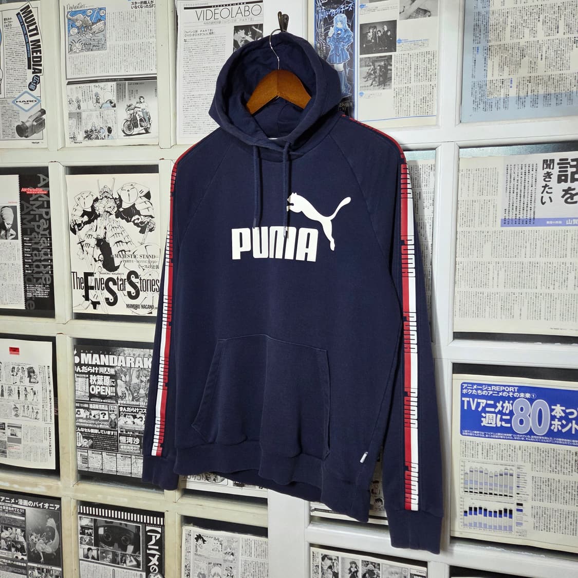퓨마 네이비 사이드 트랙 라인 후드티 상품이미지1