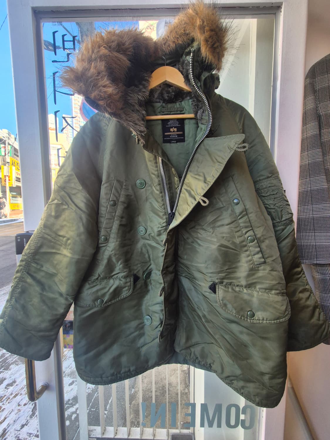 알파인더스트리 N-3B 파카 L 사이즈 카키색 상품이미지1