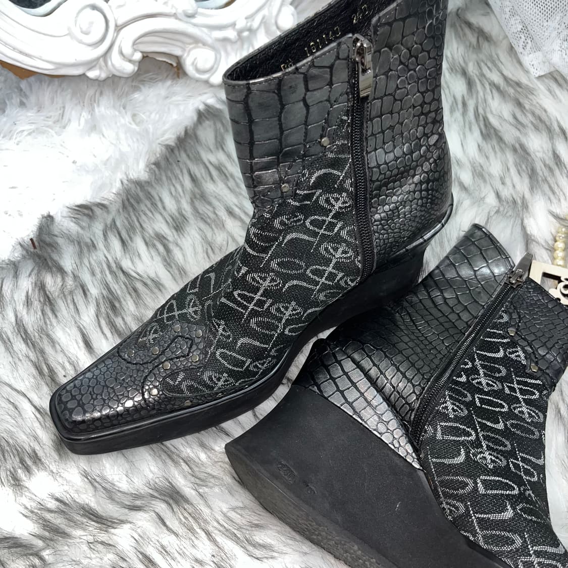 빈티지 스터드 포인트 웨지 부츠 상품이미지3