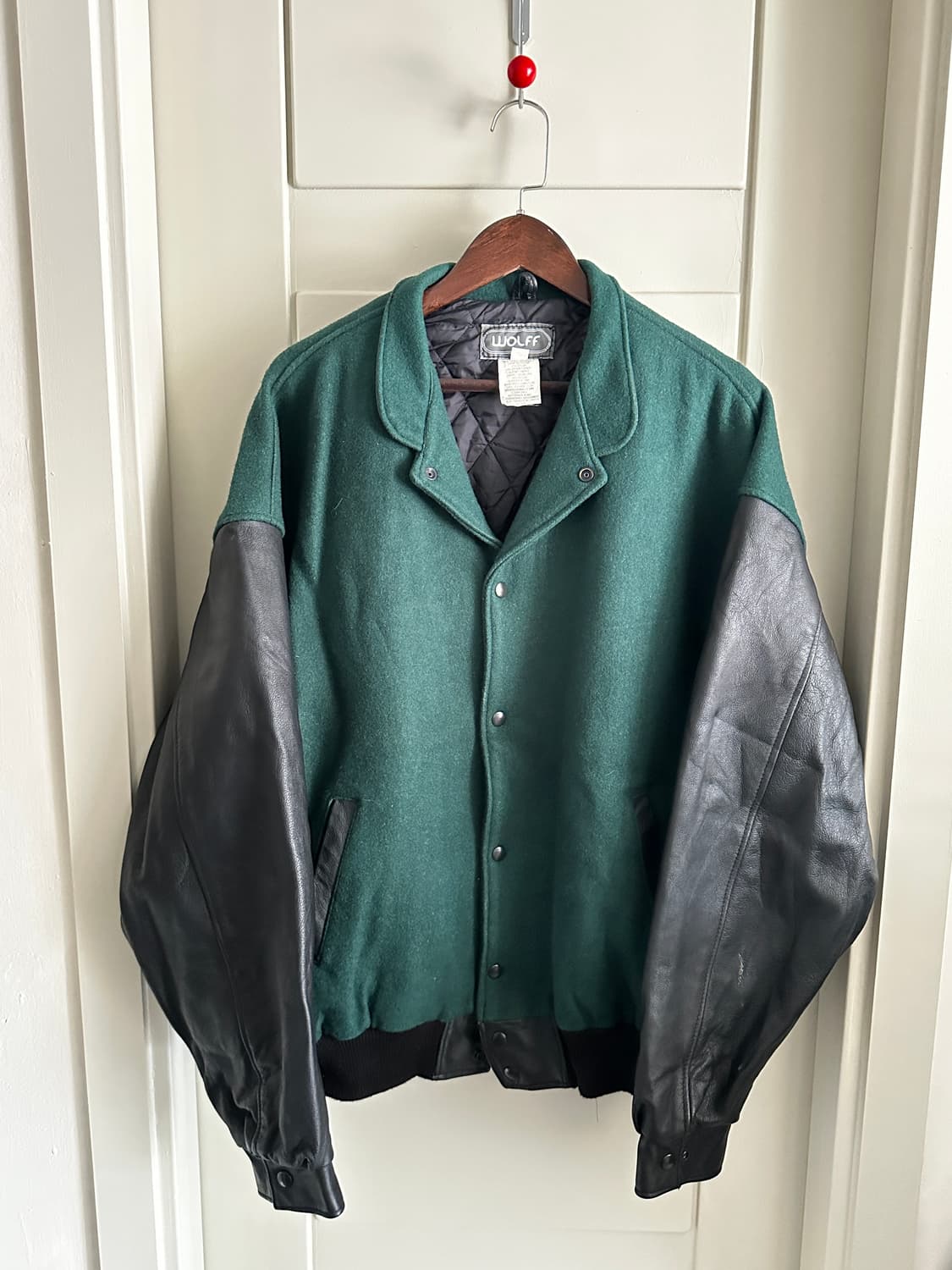 WOLFF 레더 슬리브 바시티 자켓 Made in Canada 상품이미지4