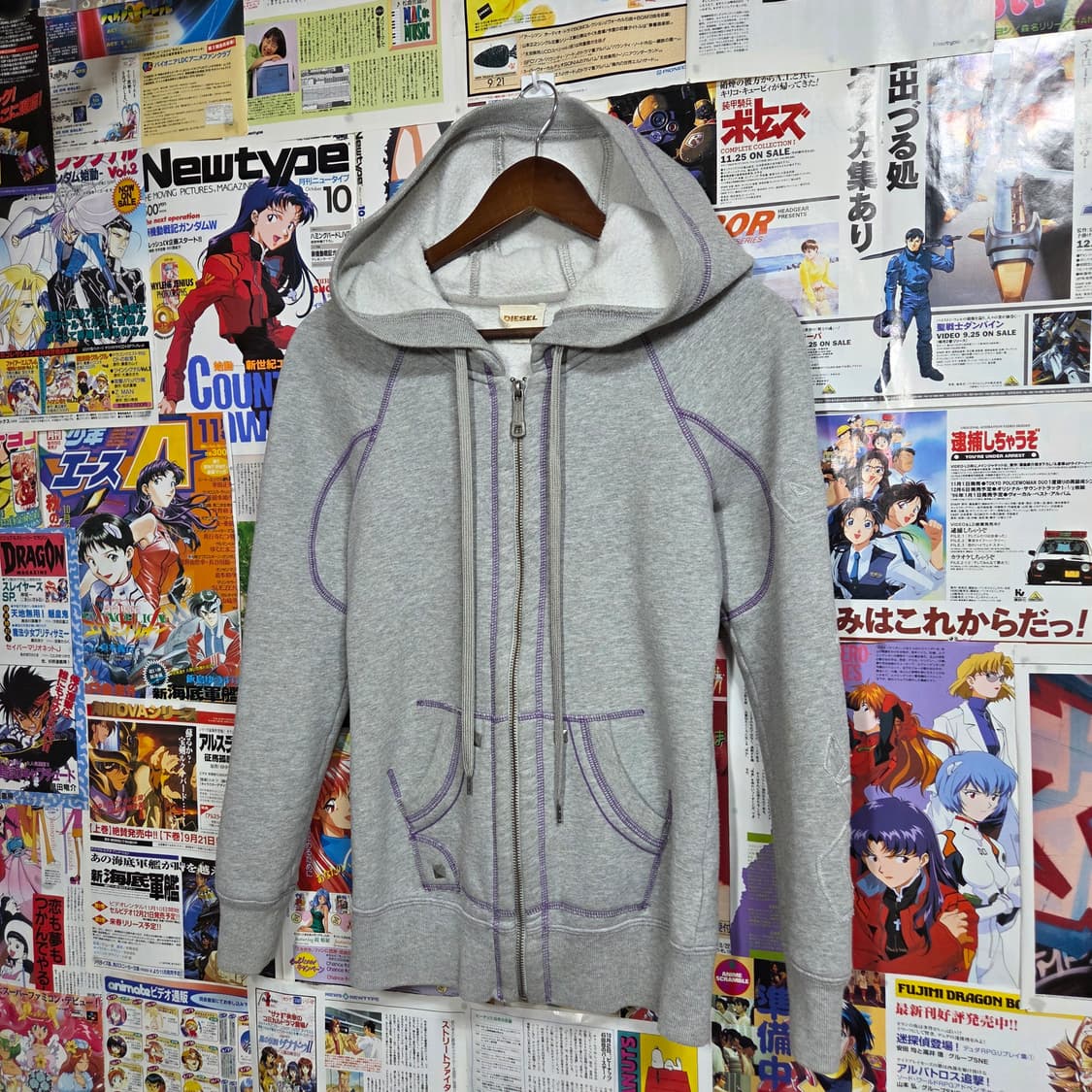 디젤 퍼플 오버록 스터드 슬림핏 후드집업 상품이미지2