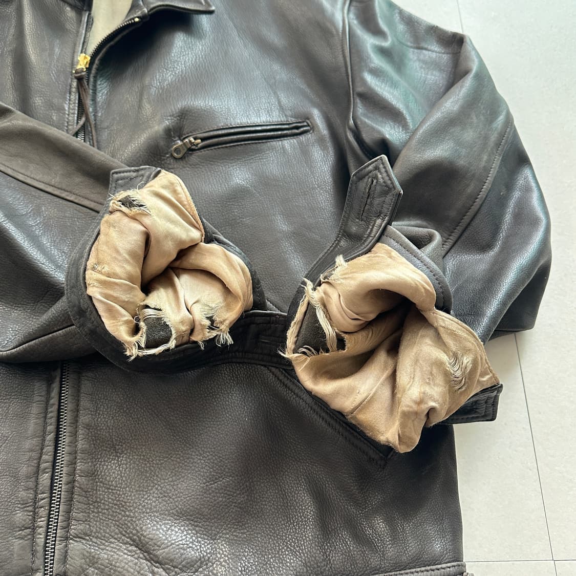 90s 폴로 랄프로렌 빈티지  가죽 뉴스보이 블루종 자켓 L사이즈 상품이미지10