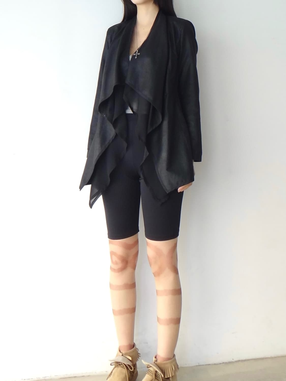Ninja drape semi leather jacket / black 상품이미지6