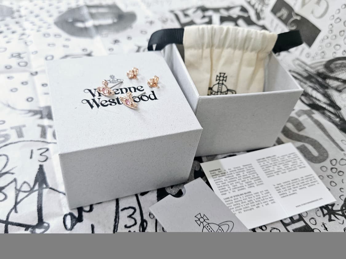 비비안 웨스트우드 나노 솔리테어 귀걸이 핑크골드×핑크큐빅 [정품/풀박스] 상품이미지7