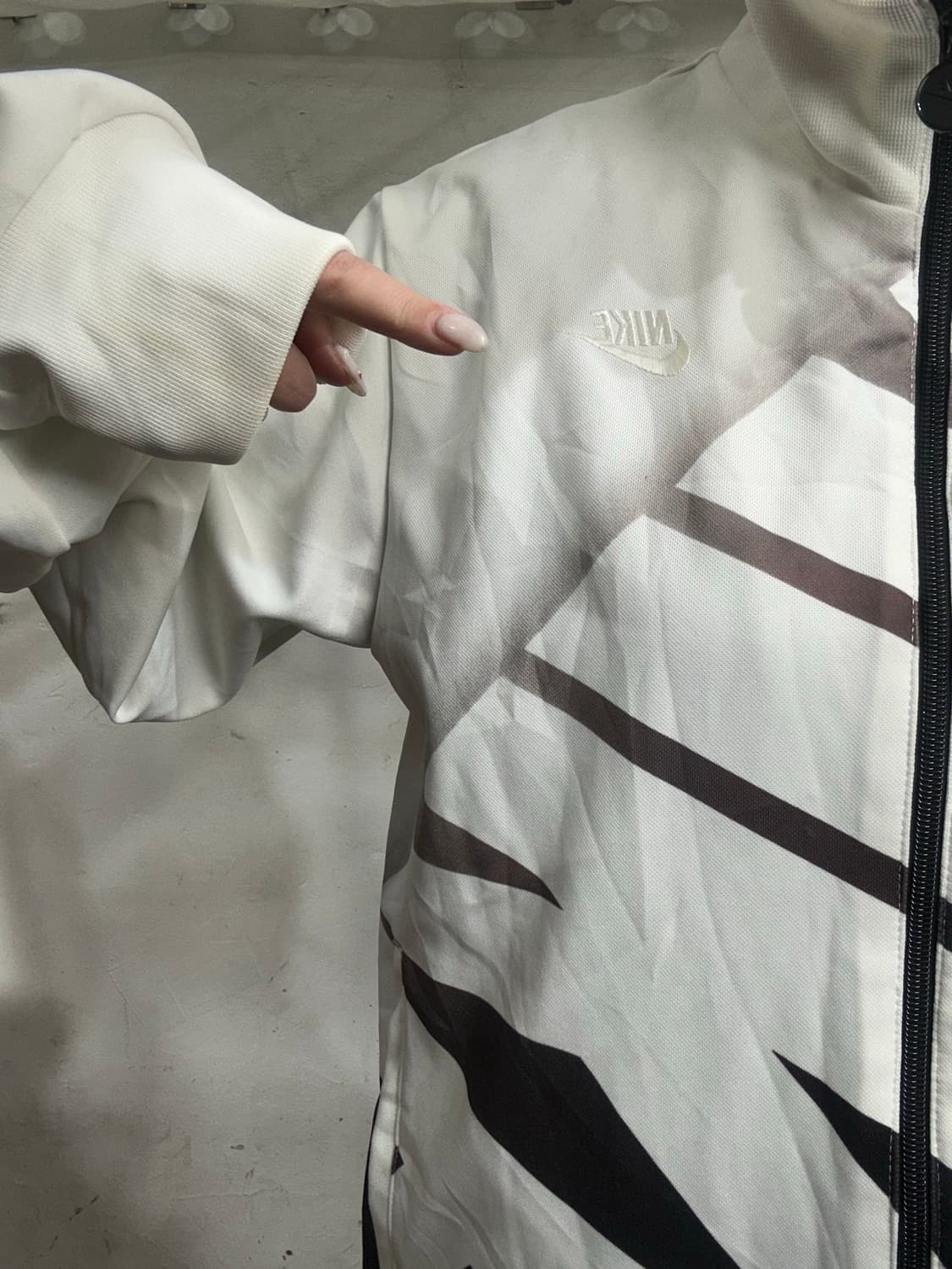 00s 나이키 블랙 화이트 빅 로고 배색 오버핏 트랙탑 져지 L 상품이미지4