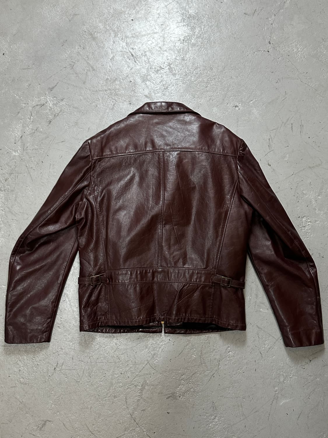 70's 빈티지 버건디 크롭 레더 자켓 파이트 클럽 상품이미지4