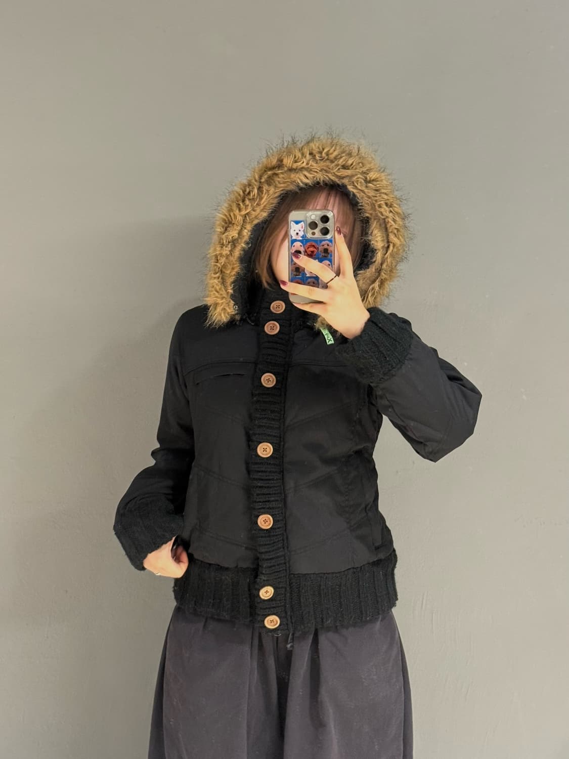 button-up point fur trimming padding 상품이미지3