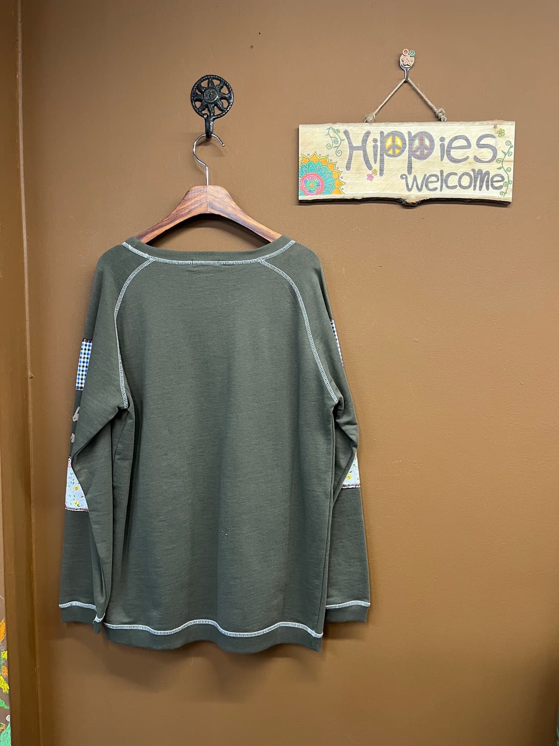 일본 빈티지 패치포인트 카키 맨투맨 상품이미지4