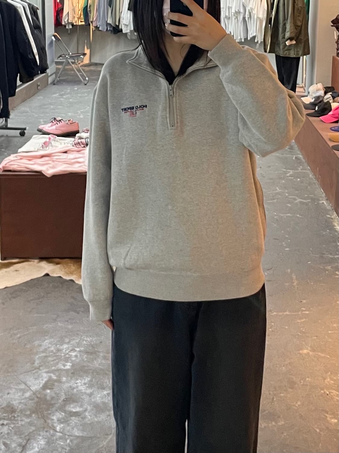 폴로스포츠 그레이 하프집업 스웻셔츠 H1858 상품이미지1