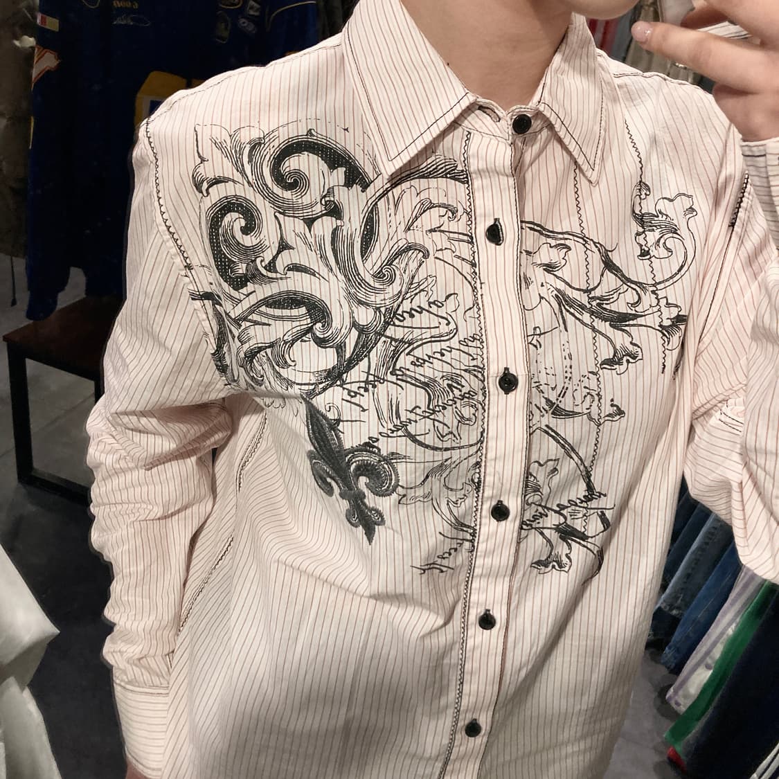 [IM] vtg 웨스턴 프린팅 스트라이프 셔츠 핑크 상품이미지7