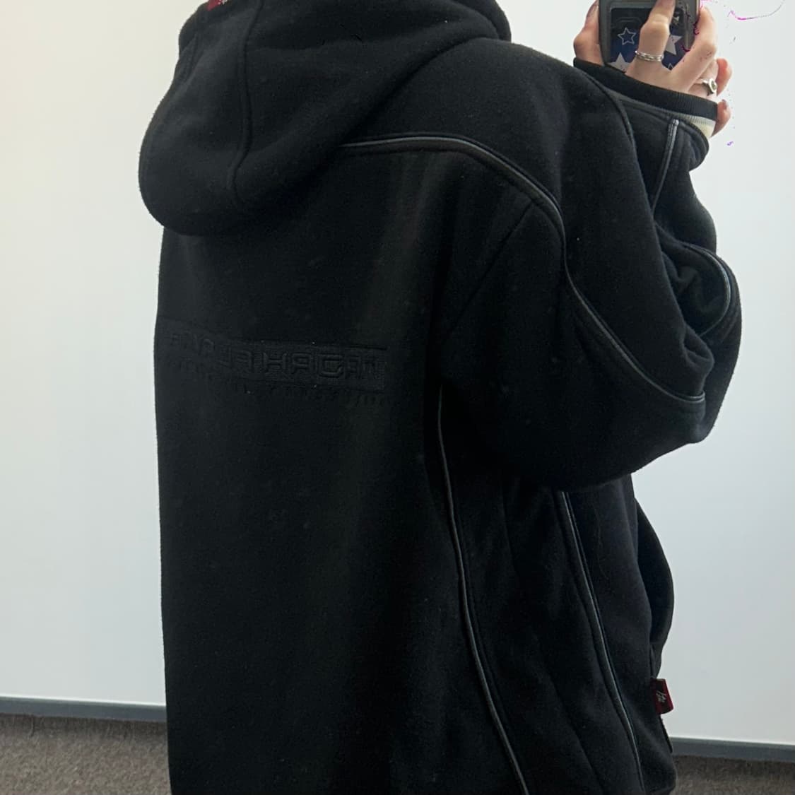 MF.! 마자플라자 레터링로고 백포인트 블랙 후드집업 상품이미지3