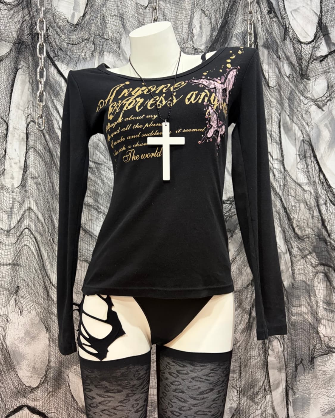 Y2K  Glitter cubic Butterfly long sleeve 상품이미지5