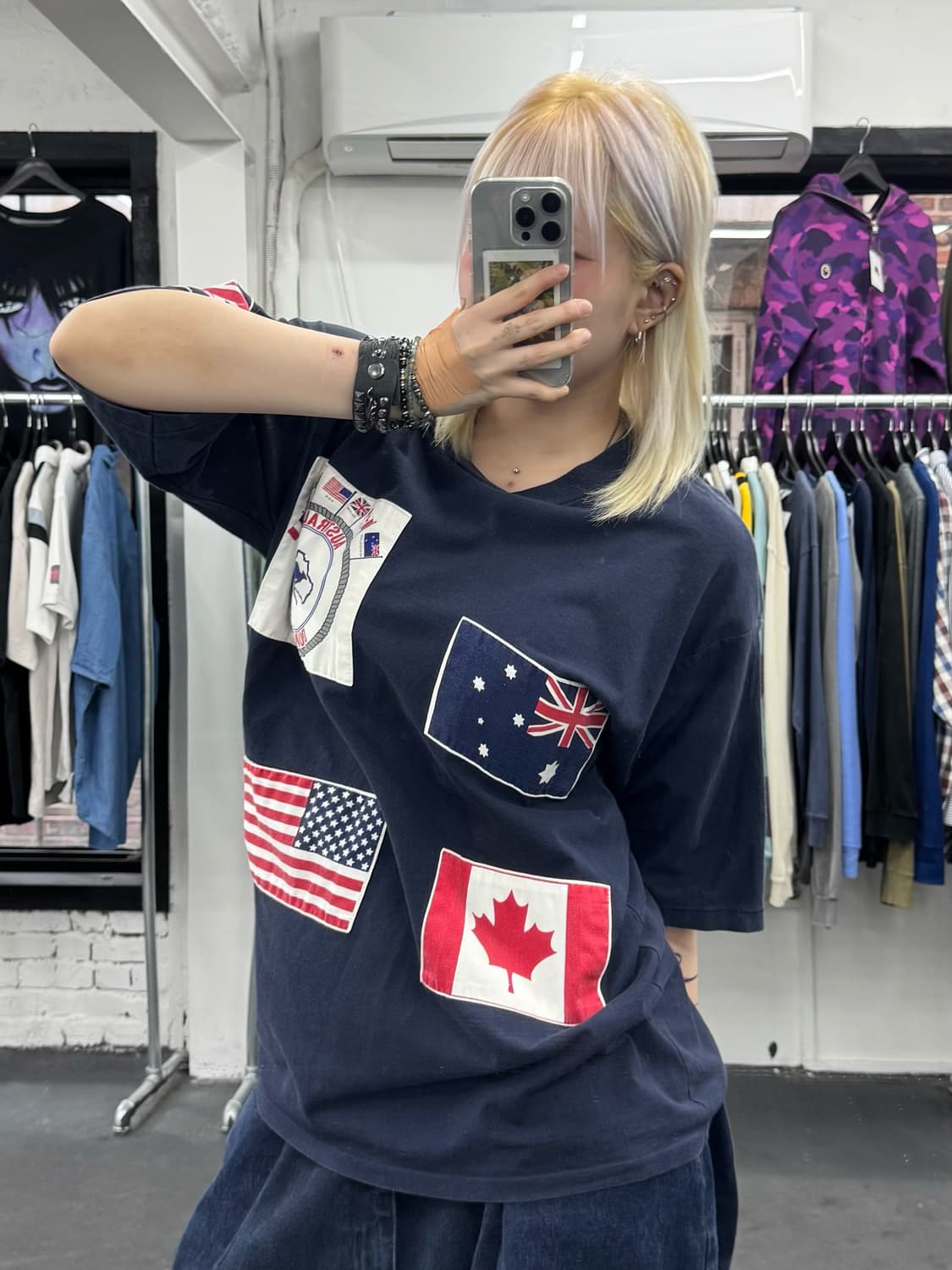 VTG USA 플래그 패치 티셔츠 상품이미지5