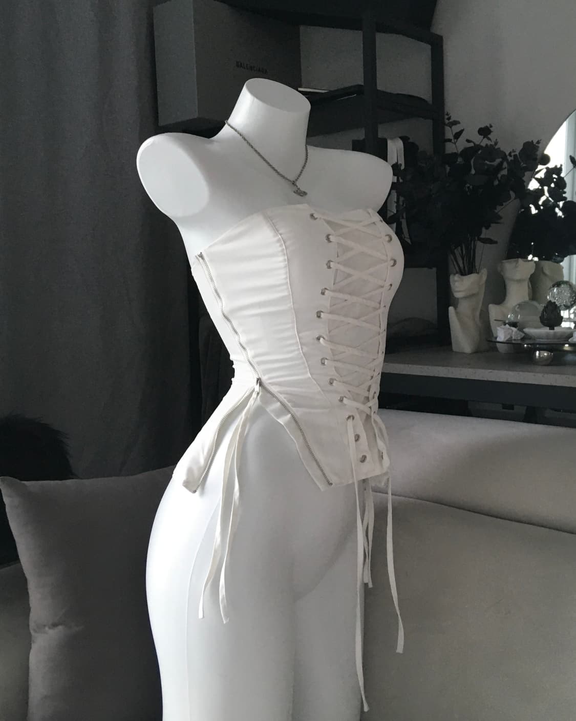 ༒ Side Zipper Detail Corset Top 상품이미지2