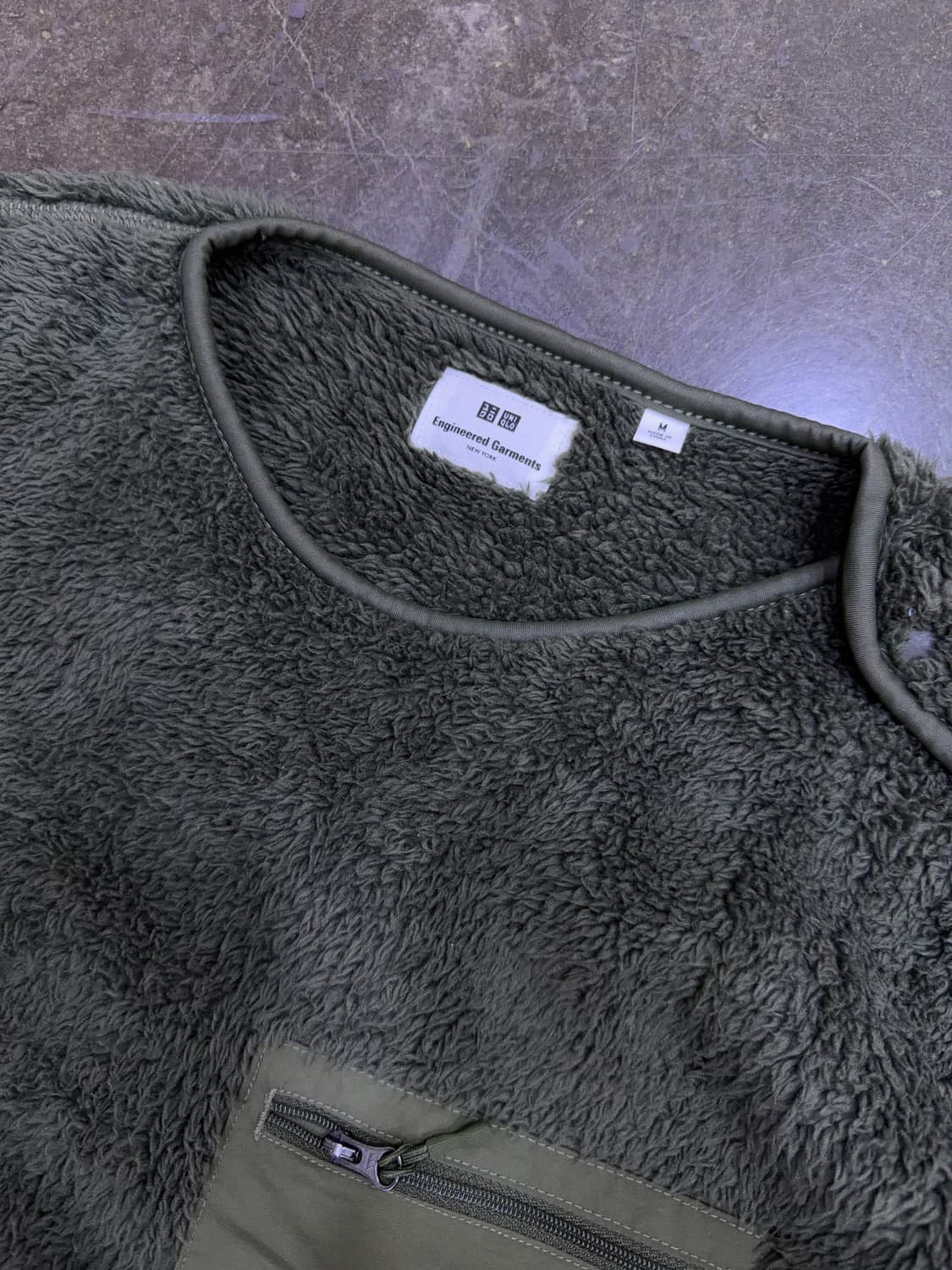 유니클로 엔지니어드가먼츠 후리스 플리스 풀오버 올리브 M 상품이미지3