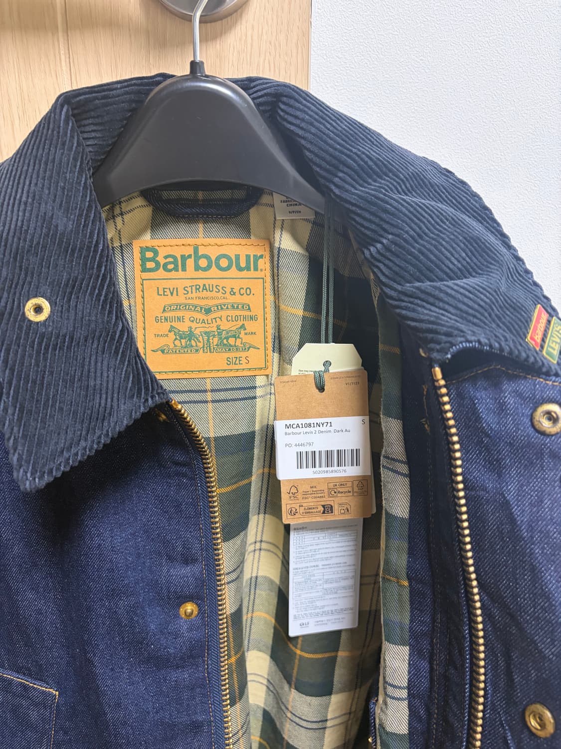 리바이스x바버 오버사이즈 비데일 자켓 / S  (새상품) 상품이미지3