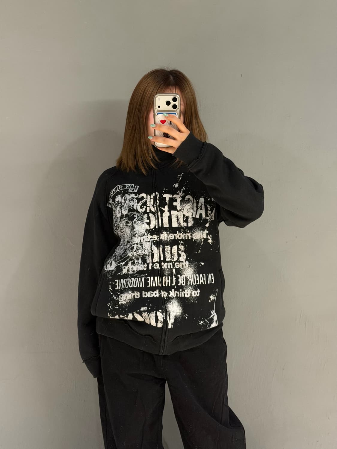 punk printing high-neck zip-up 상품이미지2