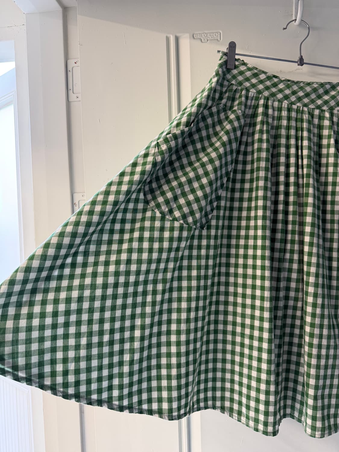 일본빈티지 그린체크 코튼 아방스커트 상품이미지7
