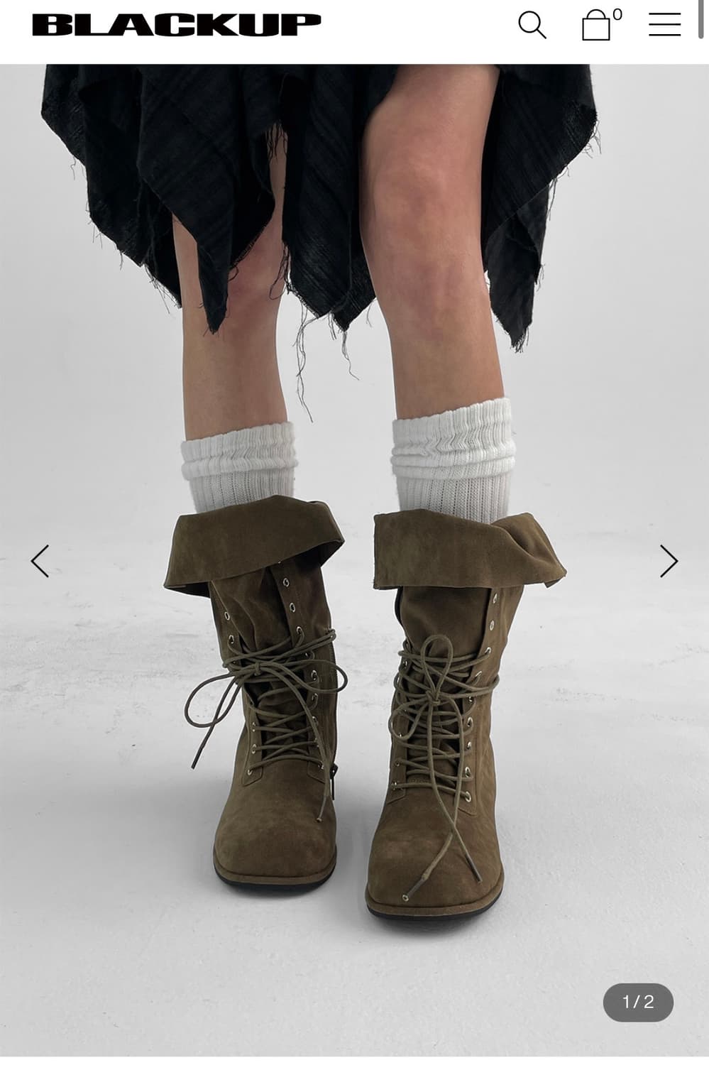 블랙업 롬빙 폴딩 스웨이드 레이스업 미들부츠 235 택포 상품이미지1