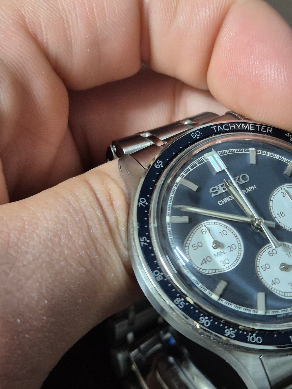 세이코 SSB477 청판 38mm 세이코 크로노크래프 빈티지느낌 검정 상품이미지5